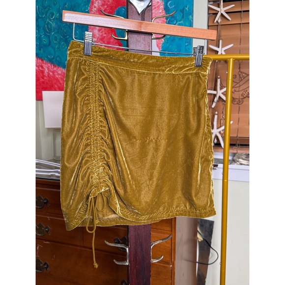 Free People Dresses & Skirts - Free People Goldenrod Velvet Mini Skirt
